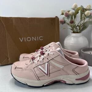 Vionic 23 Walk Mule Leather Lace Up Sneakers Comfort Pink Women's 6.5 Medium NWB